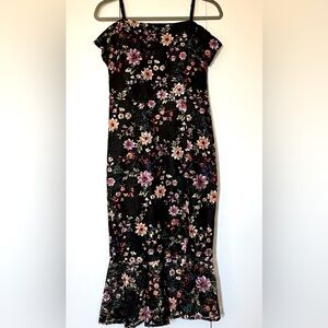 Guess Black Floral Midi Dress
